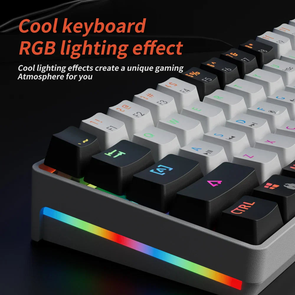 61 Keys USB Gaming Mechanical Keyboard Red Switch RGB-2