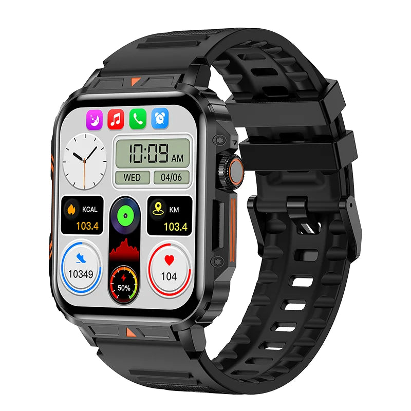 Military Smart Watch Fitness Health Monitor Bluetooth (Black)-0