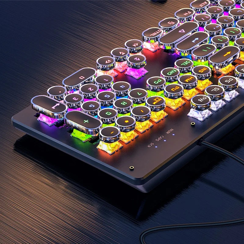 NNEOBA Retro Punk Mechanical Gaming Keyboard RGB Backlit-2