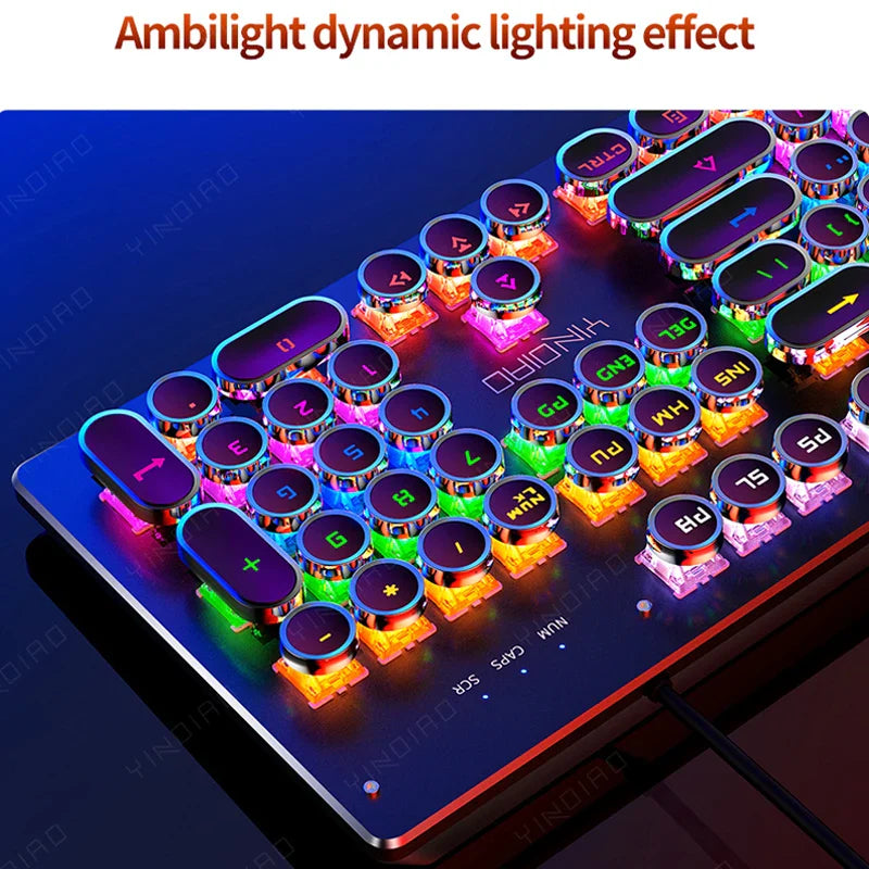NNEOBA Retro Punk Mechanical Gaming Keyboard RGB Backlit-1