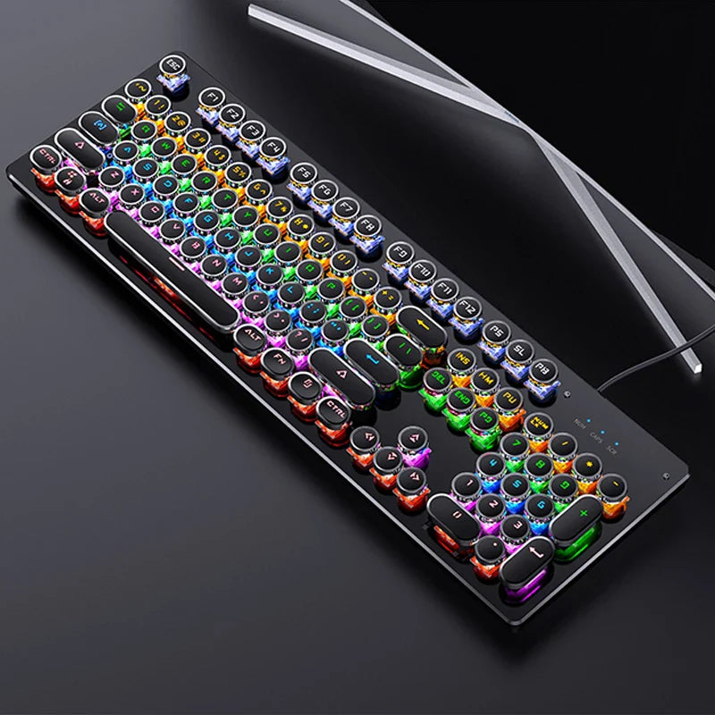 NNEOBA Retro Punk Mechanical Gaming Keyboard RGB Backlit-3