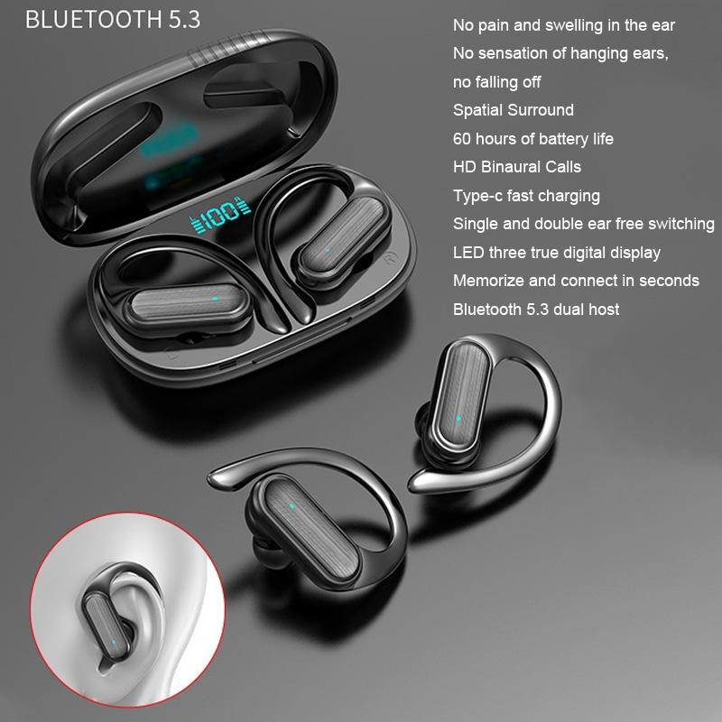 NNEIDS Wireless Noise-Cancelling Bluetooth Earbuds With Led Display - Blue